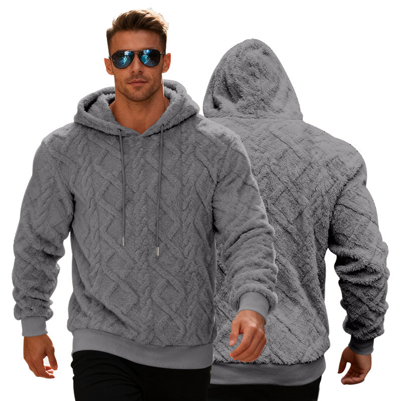 Pullover Top Men's Casual Solid Color Fleece Hoodie Clothing