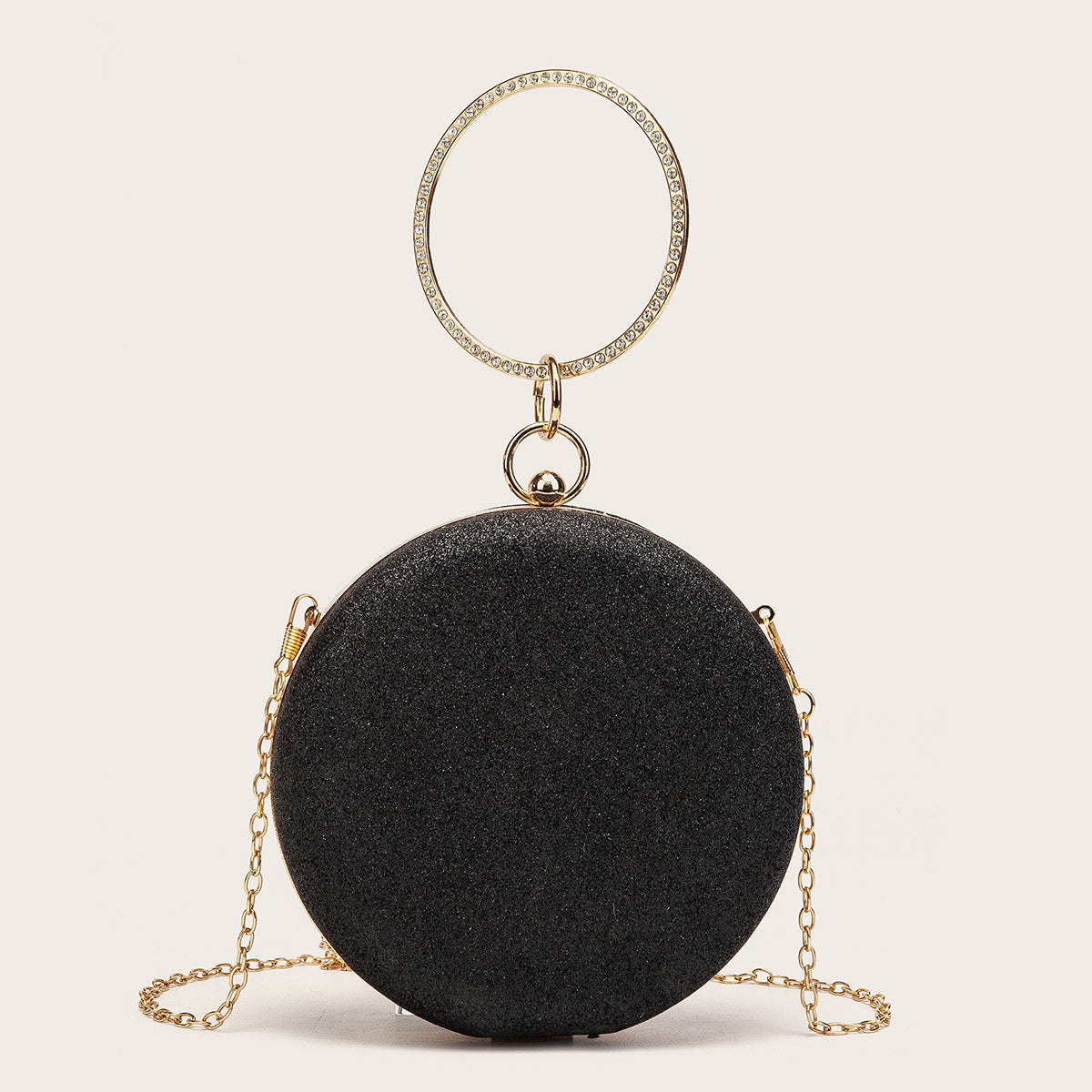 Diamondencrusted Handheld Round Box Bag