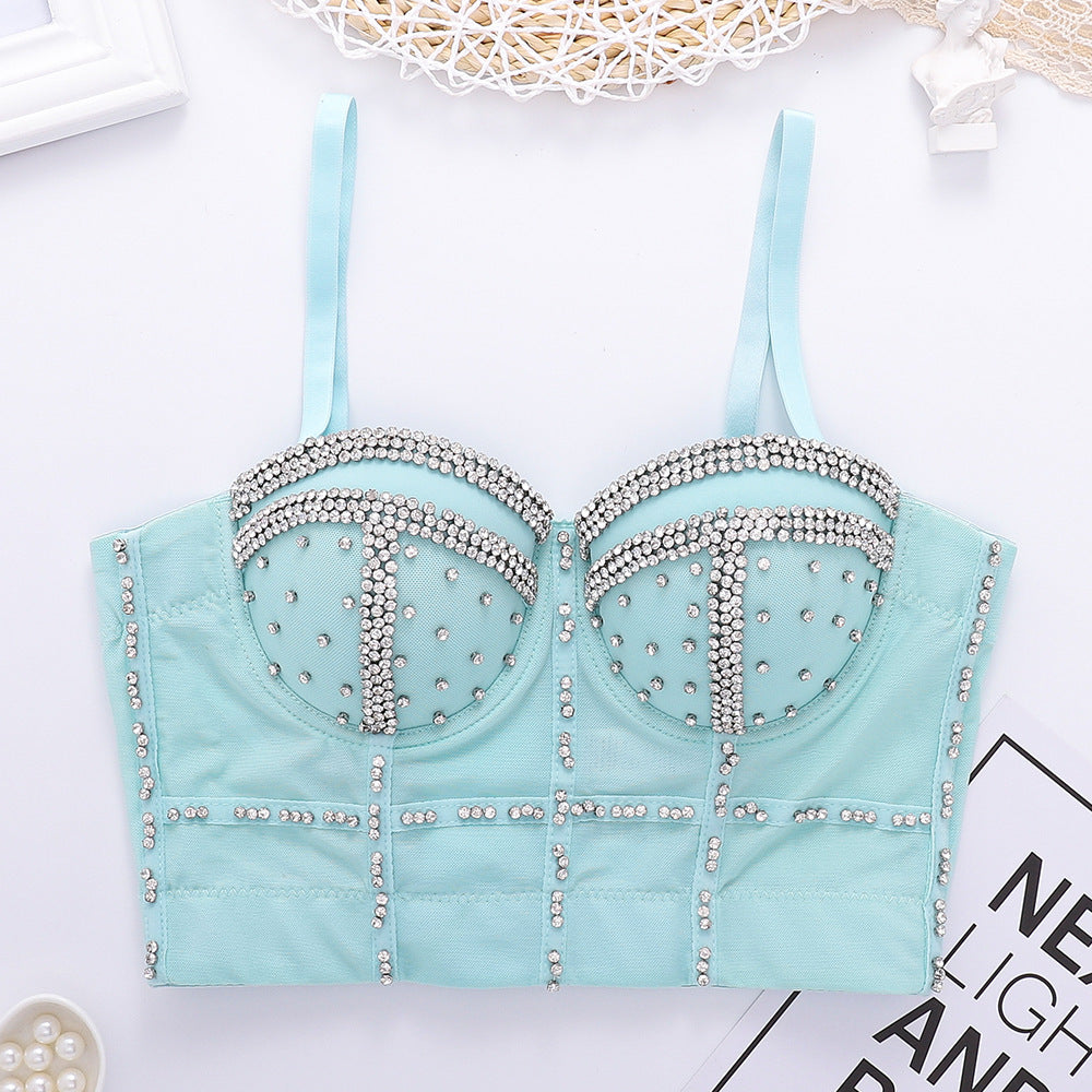 Corset tubulaire gainant à perles et diamants brillants pour femmes