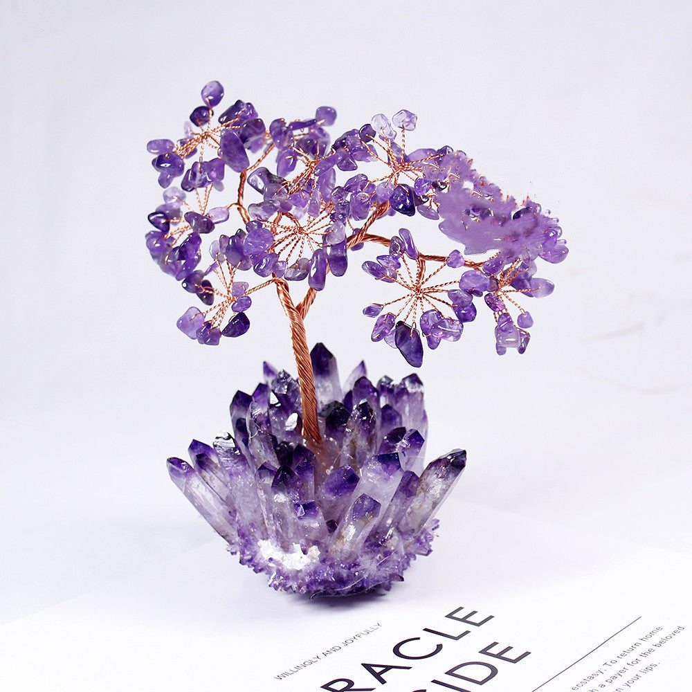 Natural Amethyst Flower Tree Amethyst Cluster Base Decoration