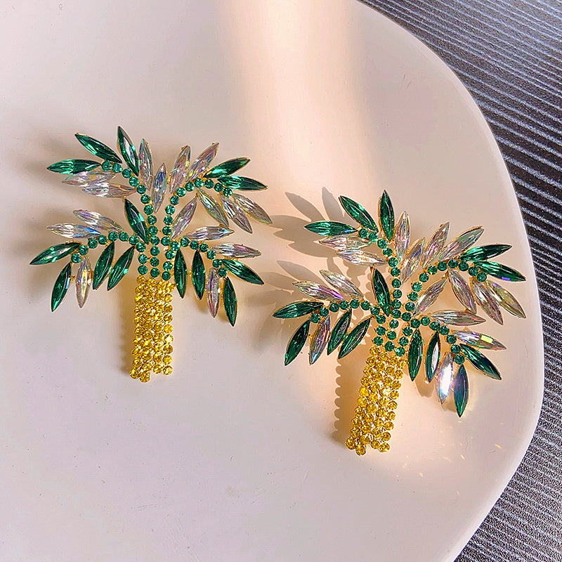 Leaf Earrings Exaggerated Palm Tree Earrings Atmospheric Coconut Tree Earrings