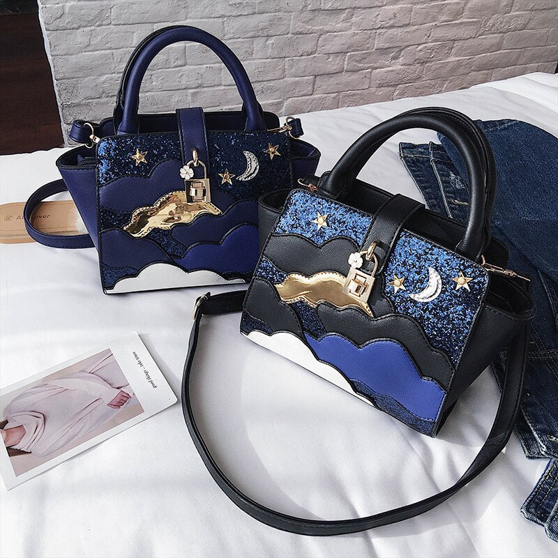 Women Leather Embroidery Handbags Girl Shoulder Bags