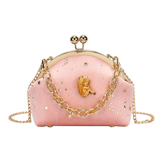 Bolso Sweet Lady Shell de terciopelo dorado