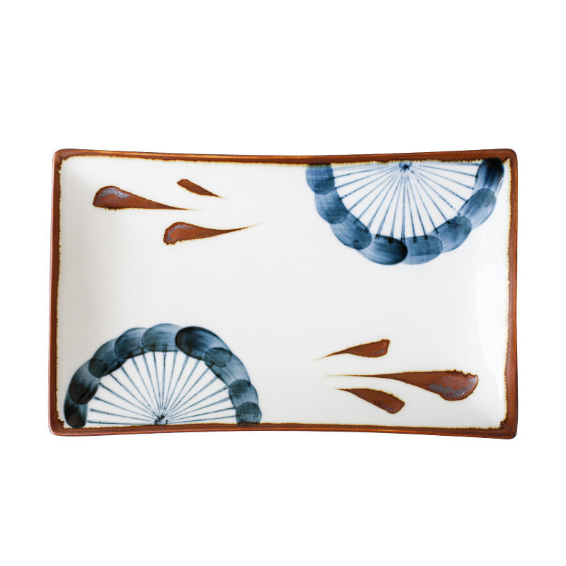 Hand-painted Japanese Style Retro Hand-painted Ceramic Sushi Plate Rectangular Plate