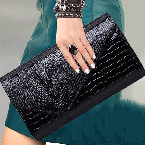 Women's Crocodile Pattern Clutch Bag