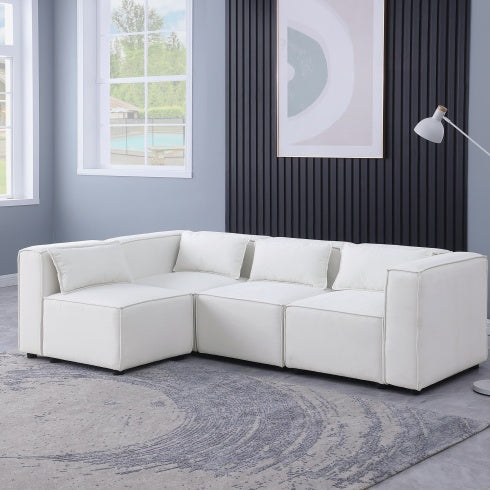 Modular Sofa BEIGE Chenille Fabric, Simple And Grand, The Seat And Back Is Very Soft. This Is Also A KNOCK DOWN Sofa