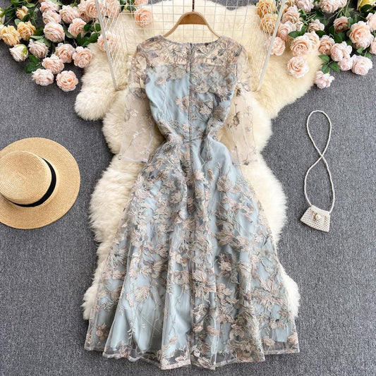 Women's  Style Embroidered Gauze Dress