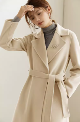 High-end Waisted Woolen Coat Slim-fit Wool Coat