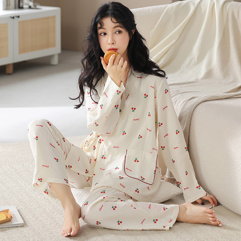 Pajamas Women's Long Sleeve Nursing Homewear Suit