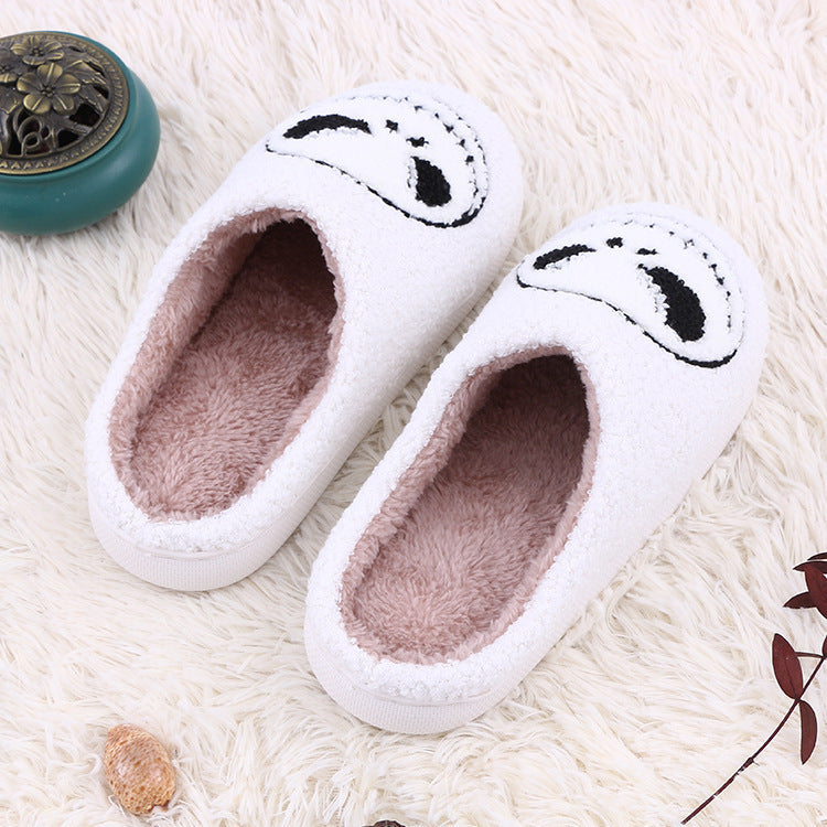 Halloween Skull-smirk Home Slippers Indoor Funny Non-slip House Shoes Winter Warm Bedroom Slippers For Women Men