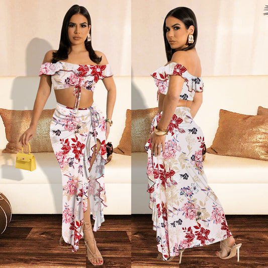 Tube Top One-shoulder  Dew Belly Two-piece Set