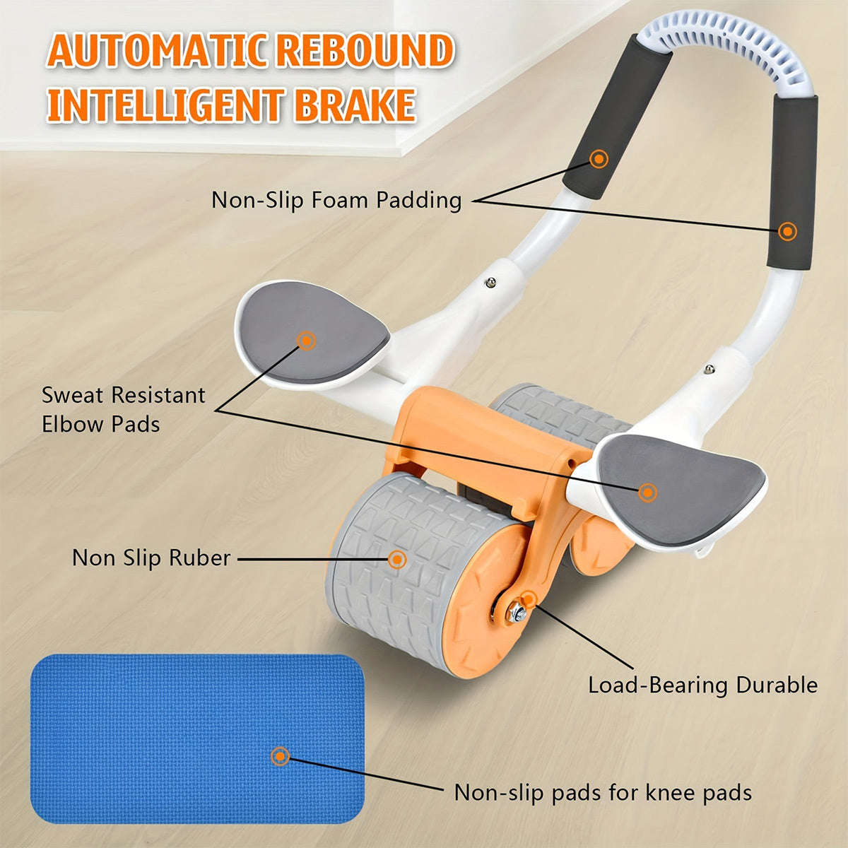 Elbow Support Automatic Rebound Abdominal Wheel Ab Roller For Abdominal Exercise Machine Abs Workout Equipment ,Dolly Core Strengthening Trainer Fitness Belly TrainingElbow Support Automatic Rebound A