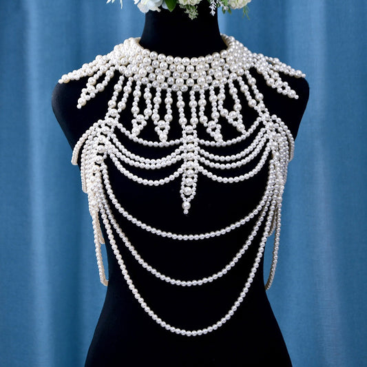 Shoulder Knot Handmade Pearl Shawl Shoulder Chain Bridal Wedding Dress Decoration