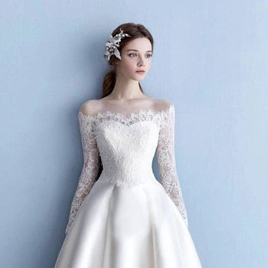 Princess Skirt Simple Long-sleeved Trailing Wedding Dress