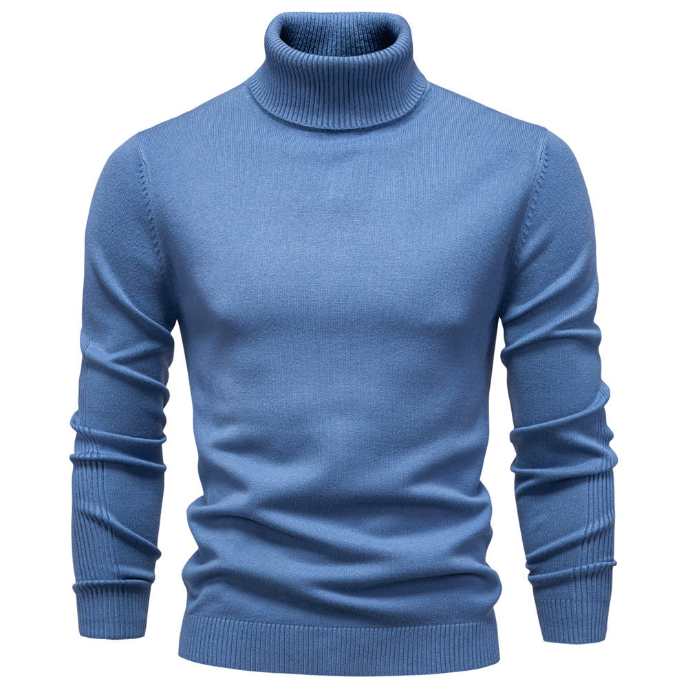 Men's Solid Color Slim Pullover Turtleneck Sweater Winter Casual