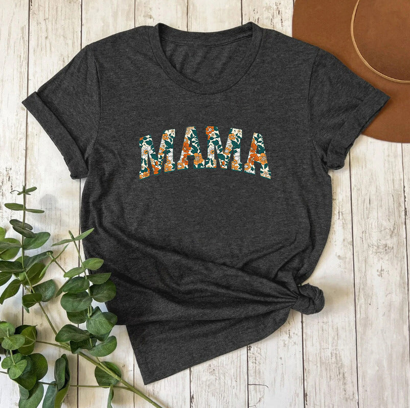 MAMA Camiseta informal con estampado de letras del día de la madre