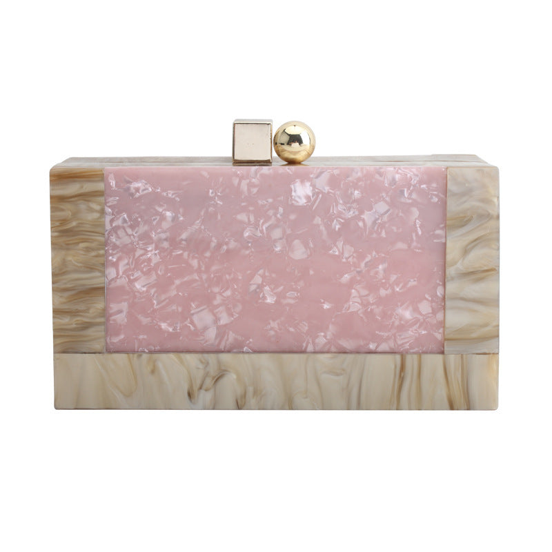 Women's Pearlescent White Vintage Acrylic Patchwork Bag