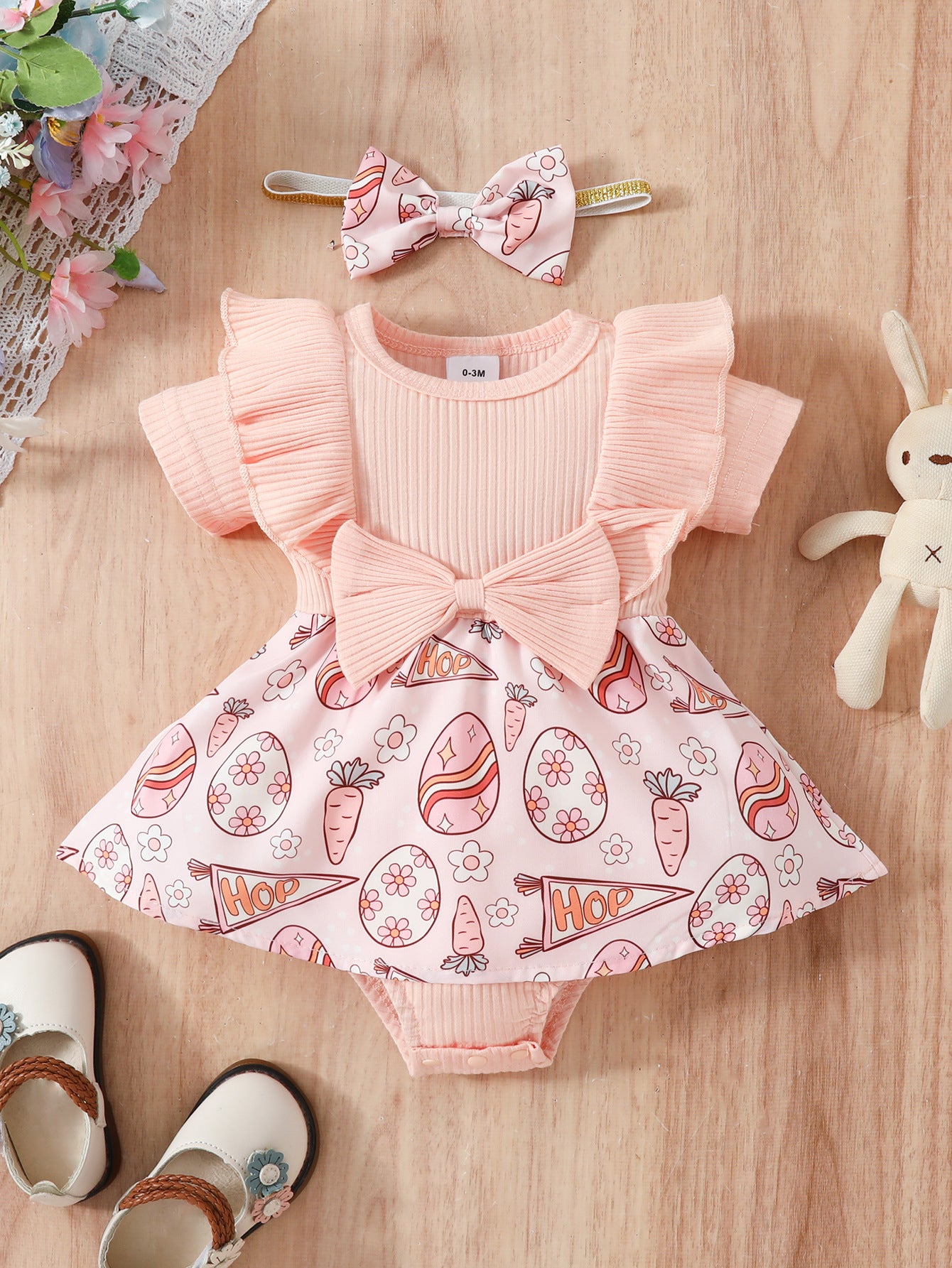 Baby One-piece Floral Bow Triangle Rompers