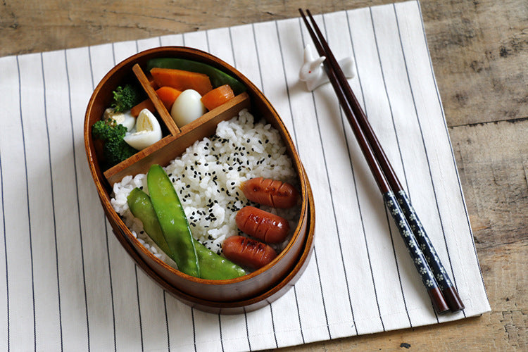 Oval Brown Wooden Sushi Creative Wooden Tableware Lunch Box