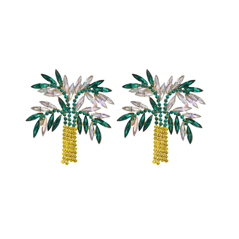 Leaf Earrings Exaggerated Palm Tree Earrings Atmospheric Coconut Tree Earrings