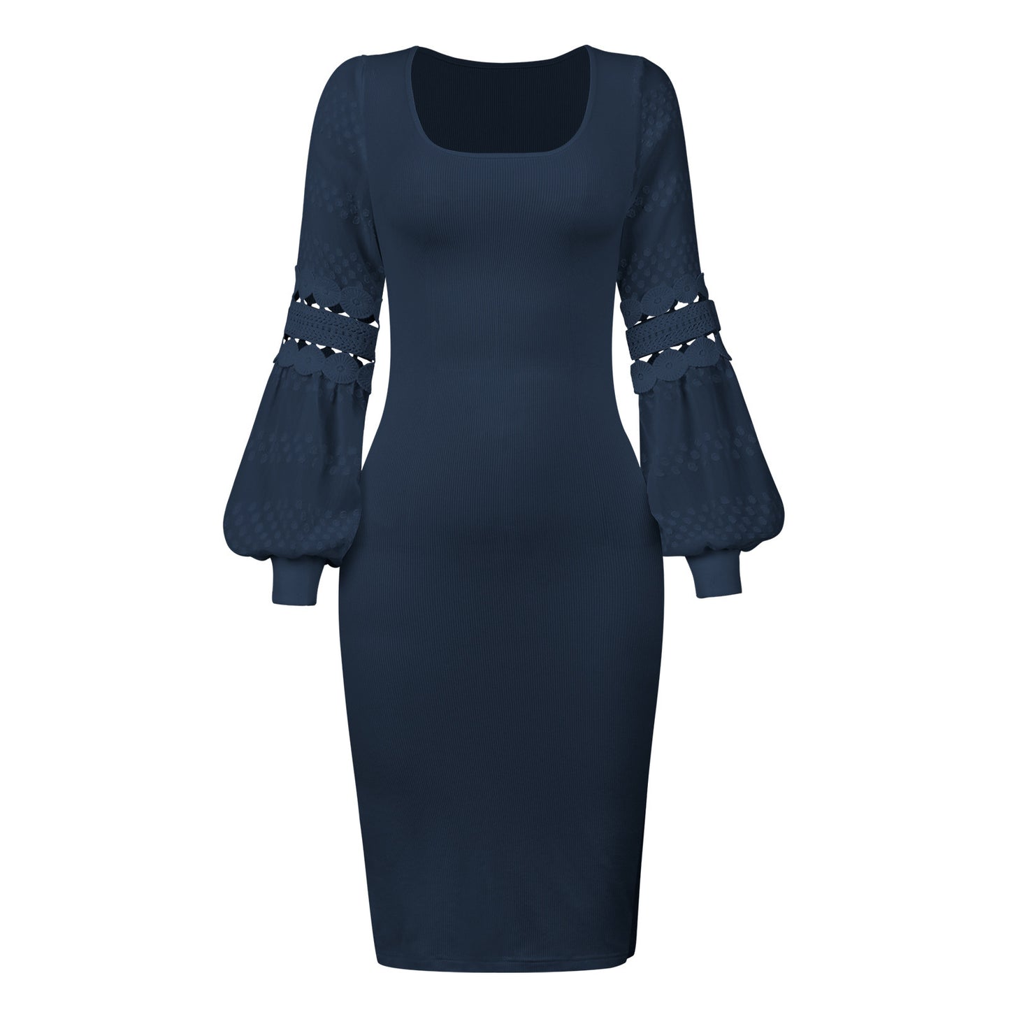 High Sense Of Temperament Elegant Lantern Sleeve Lace Dress