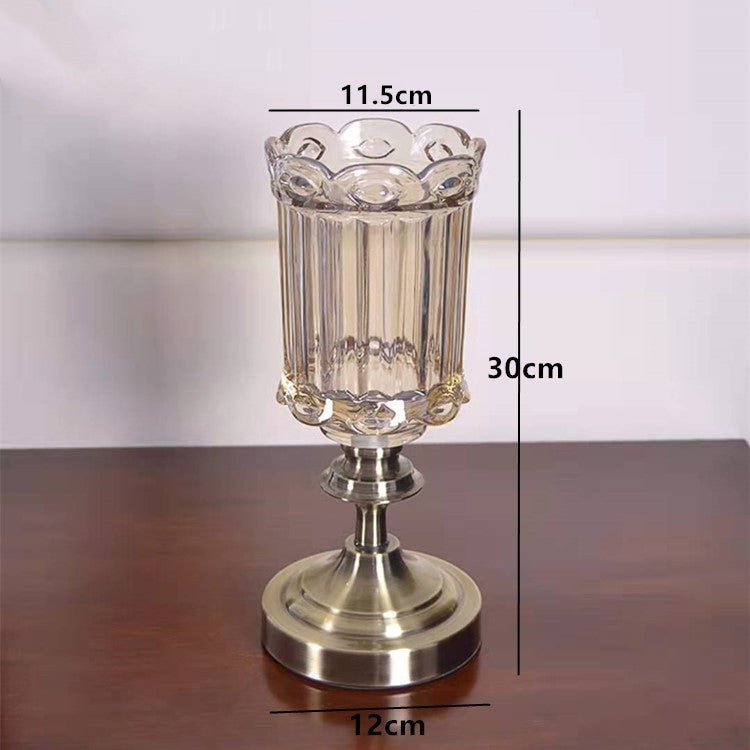 Crystal Glass Dining Table European Candle Holder Ornament