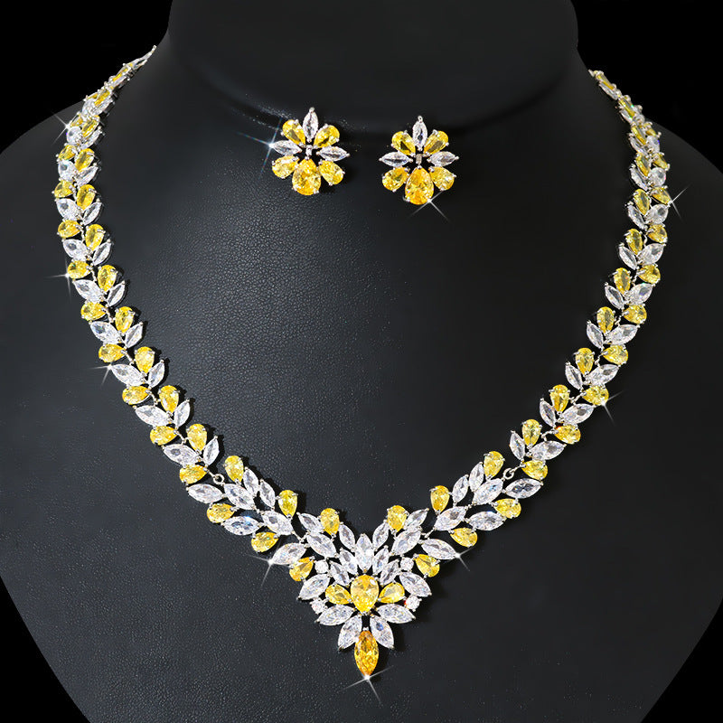 Flower Shape Cubic Zircon Classic Wedding Jewelry Sets