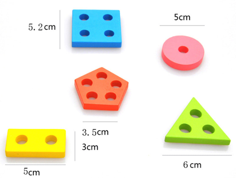 Montessori Geometric Shape Set Column Building Block Baby Intellectual Toy