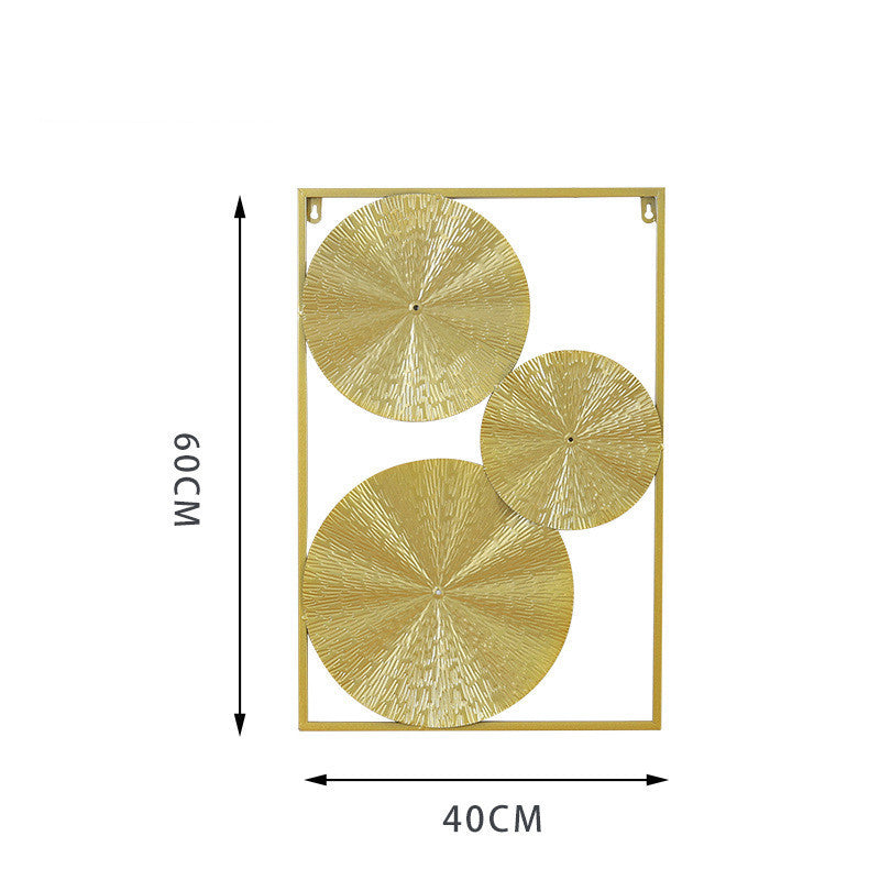 Adorno colgante de hojas de hierro forjado para decoración de pared de sala de estar