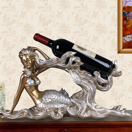 Beautifully Designed Mermaid Wine Bottle Holder. Resin