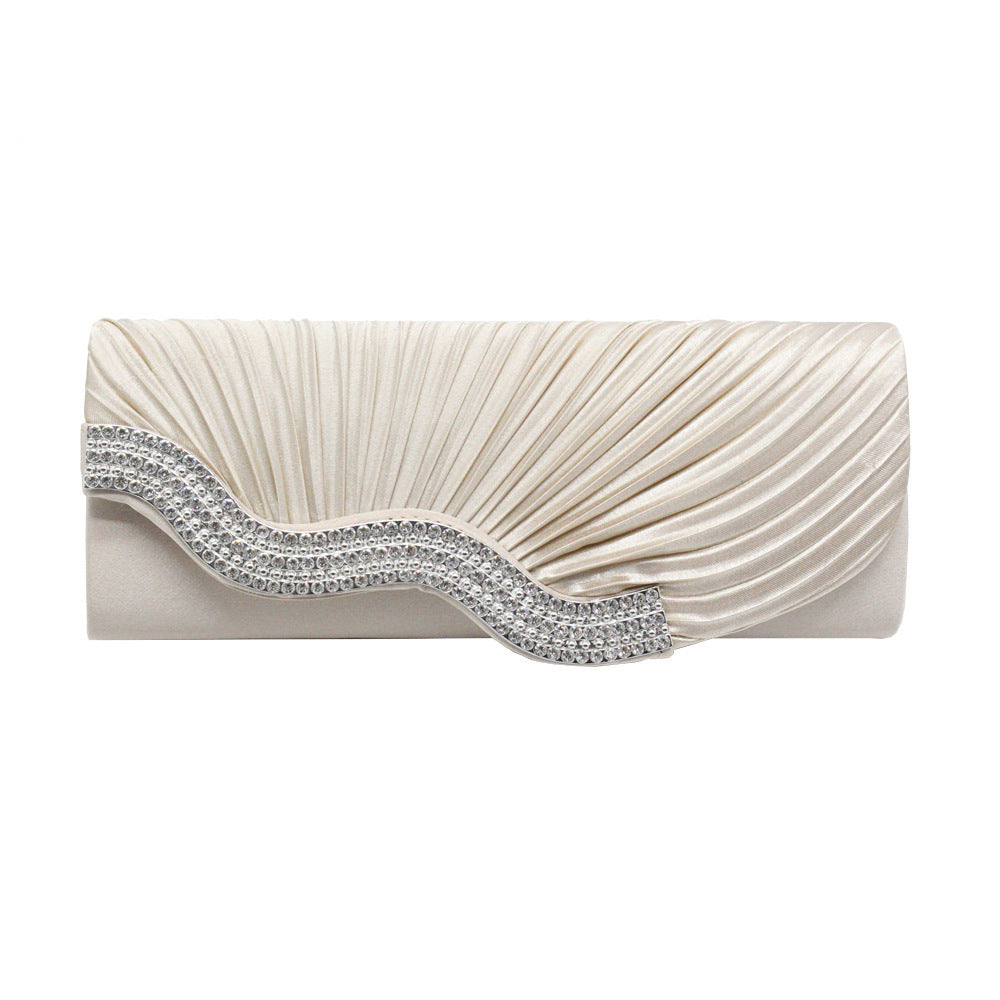 Rhinestone Pleated Clutch Bag