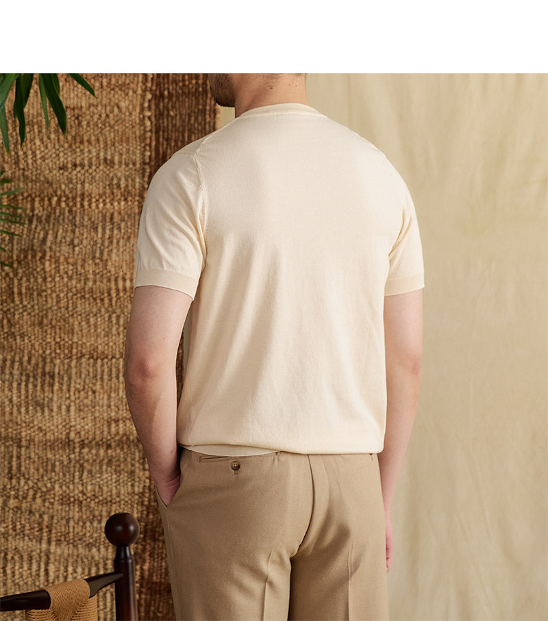 Men's Summer Breathable Tencel Cotton Round Neck Short Sleeve T-shirt