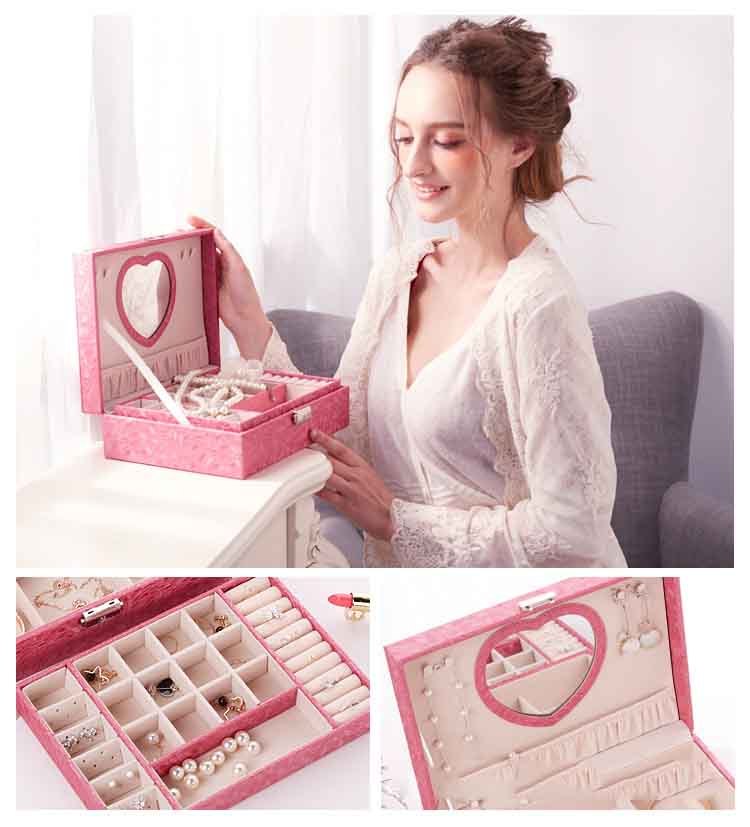 Simple Double-layer Large-capacity Pu Jewelry Box