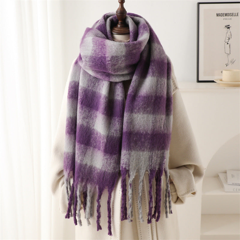 Winter Scarf Plaid Men's And Women's Warm Scarf