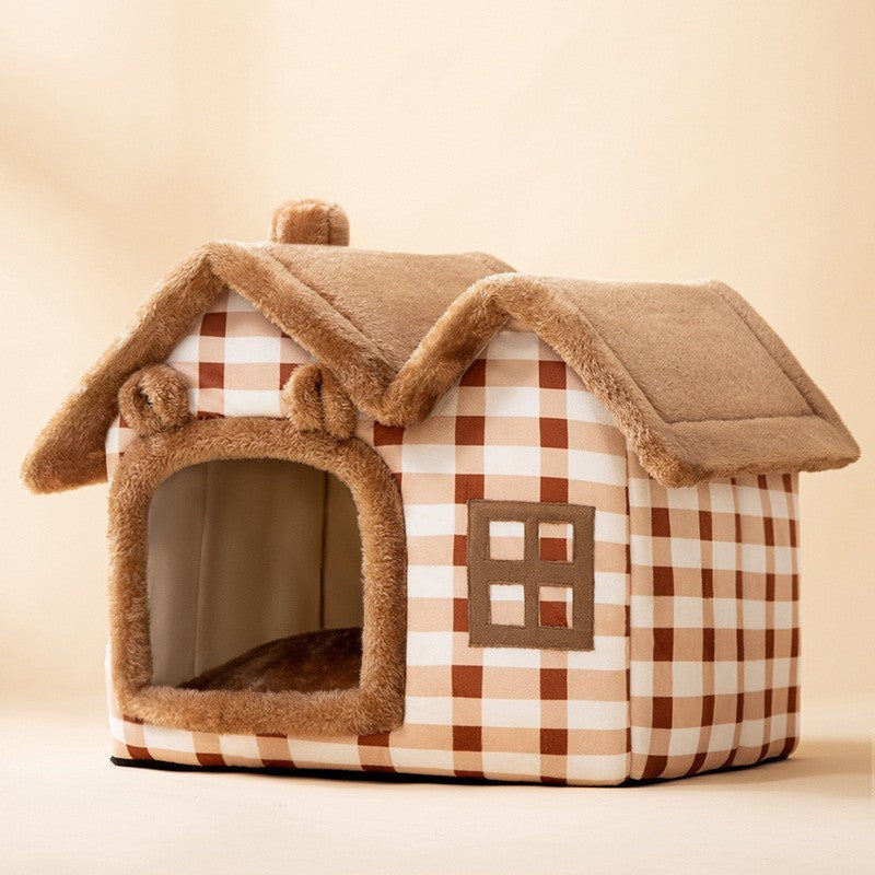 Casa para perros plegable Cama para gatos para mascotas Villa para perros de invierno Perrera para dormir Nido extraíble Sofá cueva cerrado cálido Suministros para mascotas