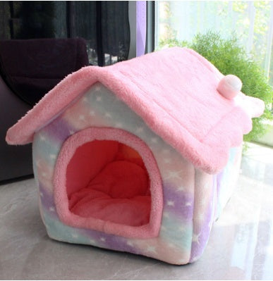 Casa para perros plegable Cama para gatos para mascotas Villa para perros de invierno Perrera para dormir Nido extraíble Sofá cueva cerrado cálido Suministros para mascotas