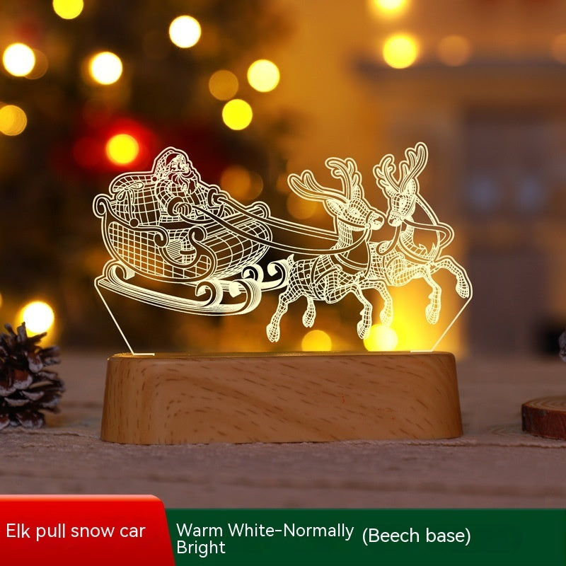 Lámpara 3D de decoración navideña, luces LED de noche acrílicas, regalo de Navidad para niños, adornos navideños