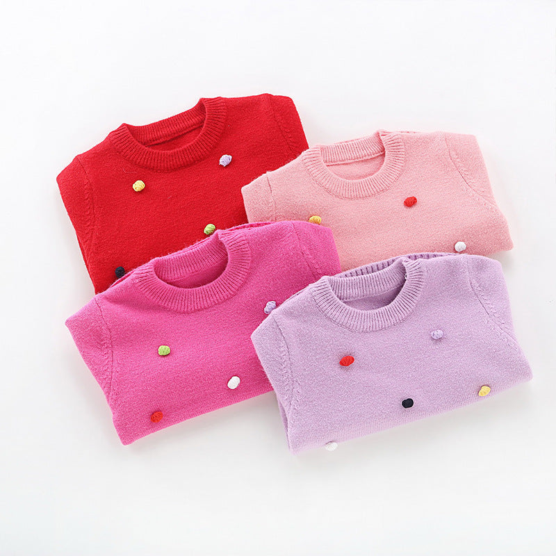 Girls' Round Neck Sweater Kids Korean Version