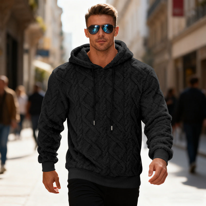 Pullover Top Men's Casual Solid Color Fleece Hoodie Clothing