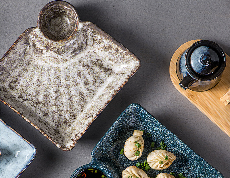 Simple And Creative Square Plate Of Shrimp And Chips In Household Divided Sushi