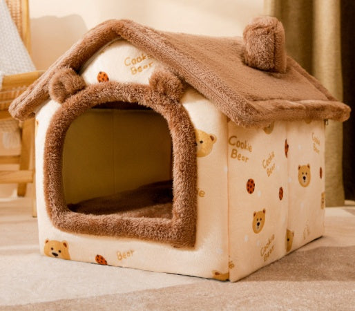 Casa para perros plegable Cama para gatos para mascotas Villa para perros de invierno Perrera para dormir Nido extraíble Sofá cueva cerrado cálido Suministros para mascotas