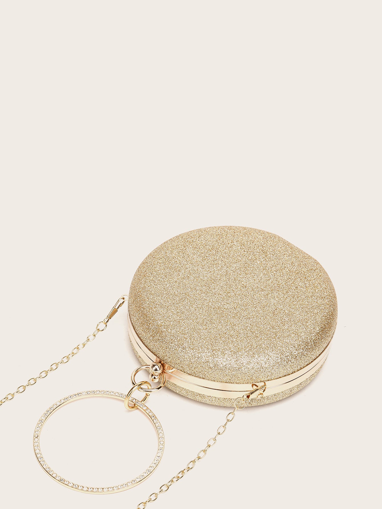 Diamondencrusted Handheld Round Box Bag