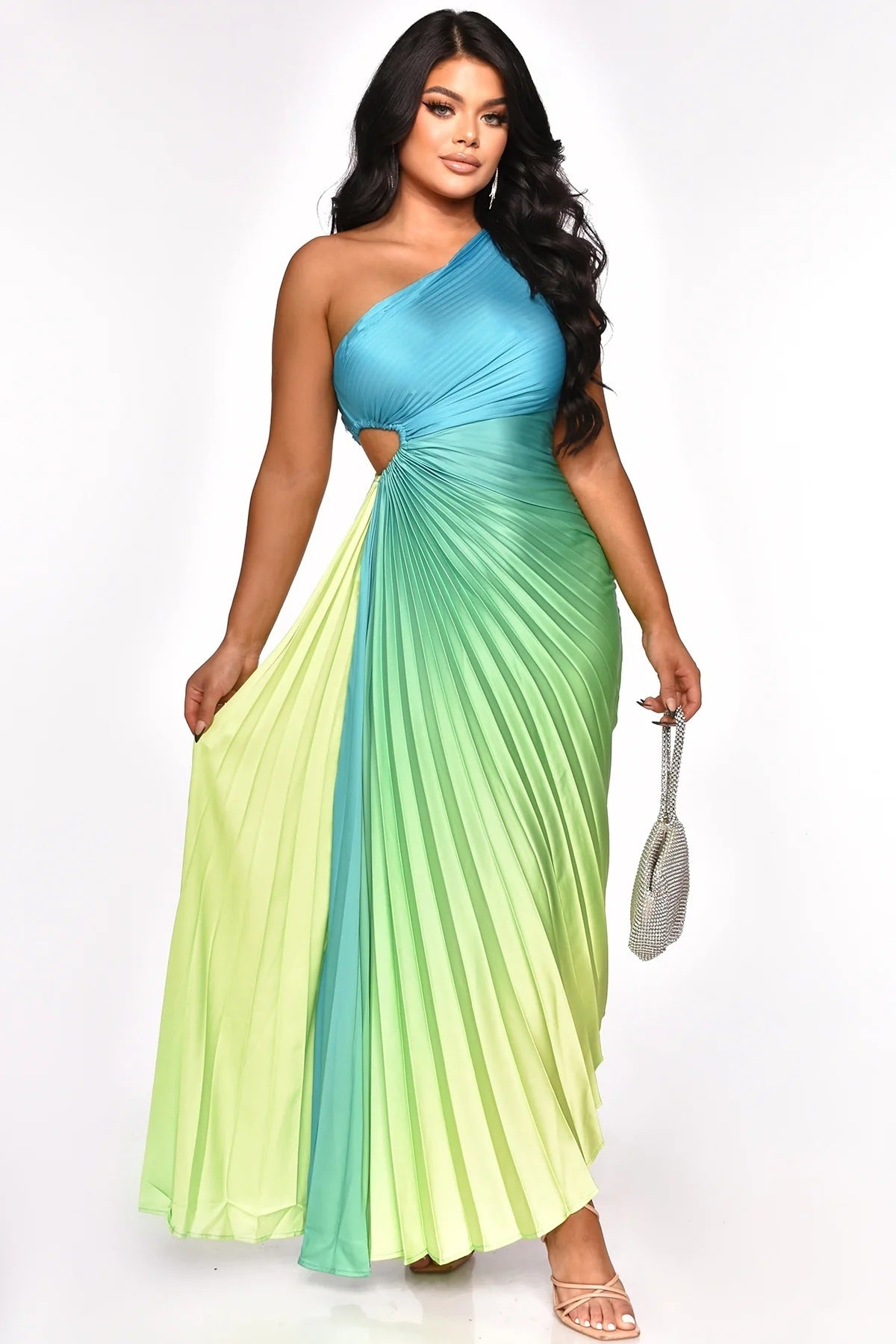 Gradient Sexy Pleated Dress