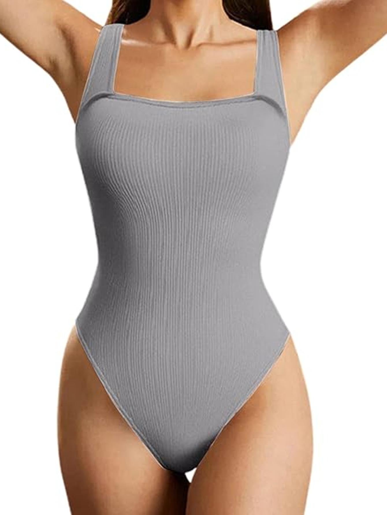 Ensemble une pièce pour femme, body de yoga moulant sans manches à col carré, vêtements de sport pour femme