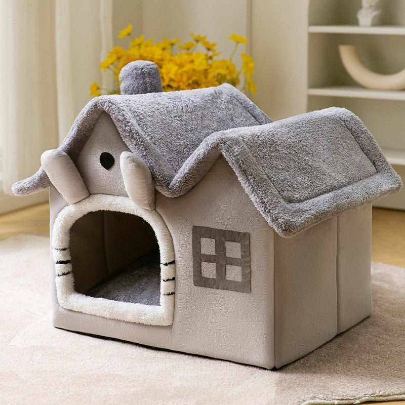 Casa para perros plegable Cama para gatos para mascotas Villa para perros de invierno Perrera para dormir Nido extraíble Sofá cueva cerrado cálido Suministros para mascotas