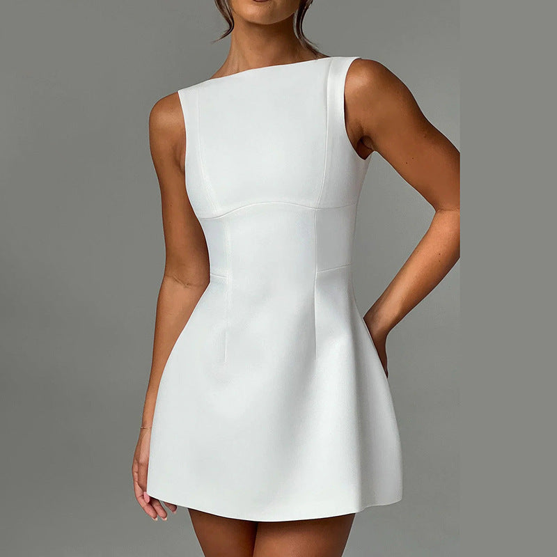 Sexy Slim-fitting Backless Dress Sleeveless Short Dresses