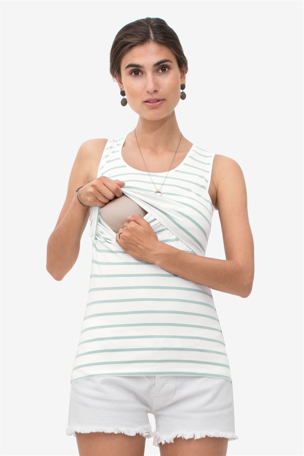 T-shirt Striped Sleeveless Vest Nursing Wear