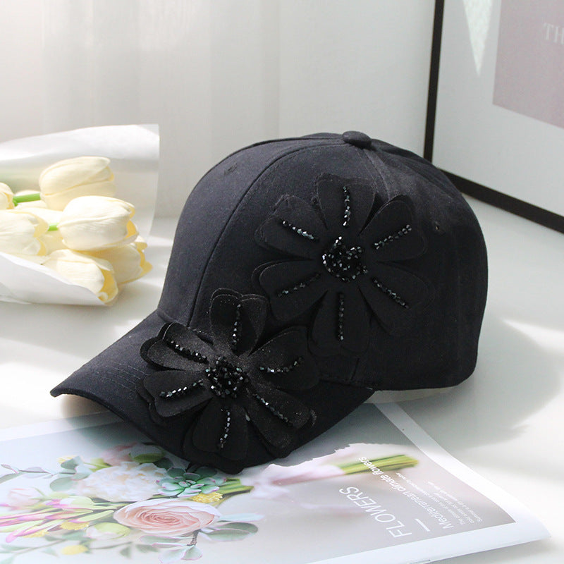 Women's Three-dimensional Crystal Flower Fashion Baseball Hat