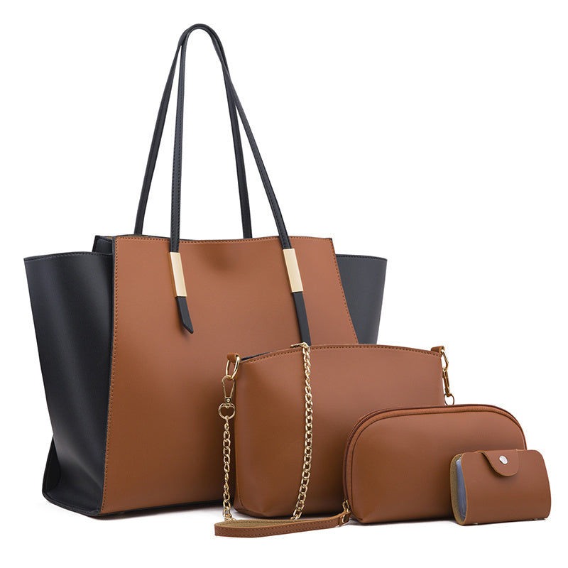 Women's Solid Color Four-piece Bag