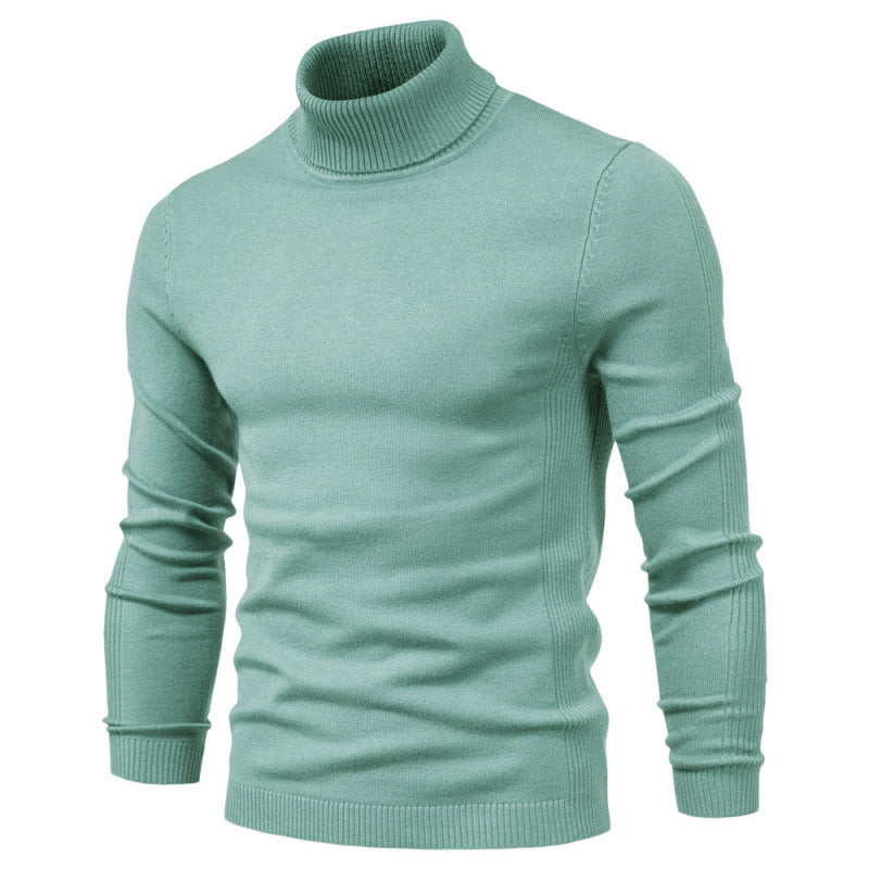 Men's Solid Color Slim Pullover Turtleneck Sweater Winter Casual